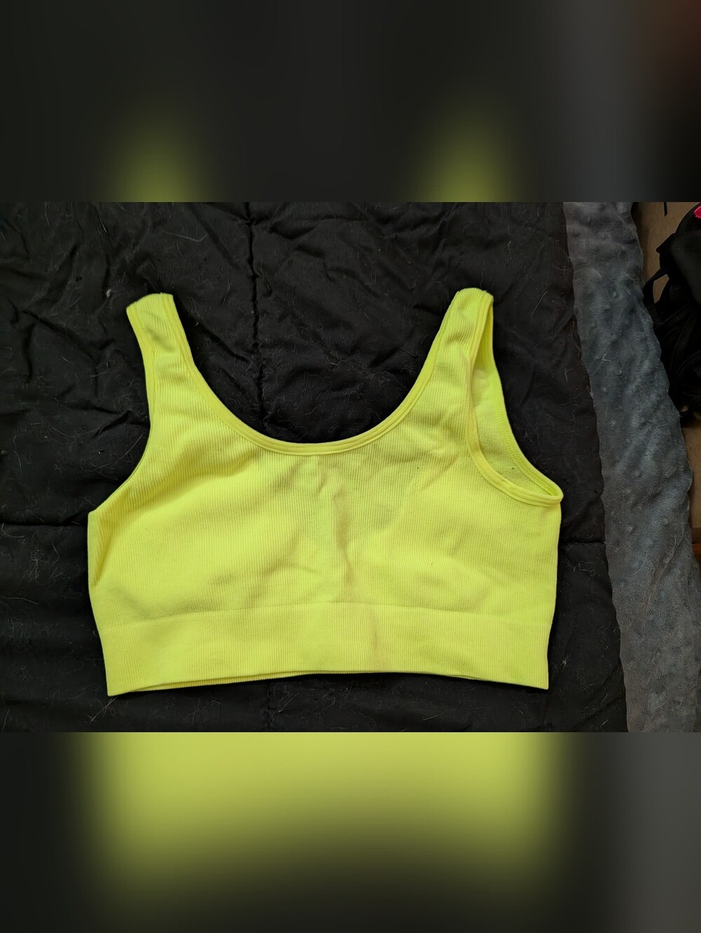 Neon Yellow Ribbed Sports Bra Size Xs/S Perfect Condition Never Worn